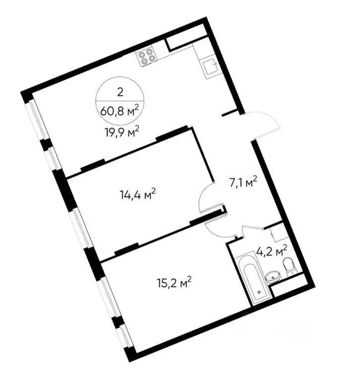 2-к кв. Москва Переделкино Ближнее мкр, 18-й кв-л,  (60.8 м) - Фото 0