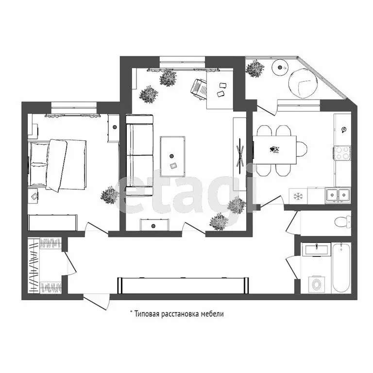 2-комнатная квартира: Тюмень, улица Монтажников, 8 (61.2 м) - Фото 1