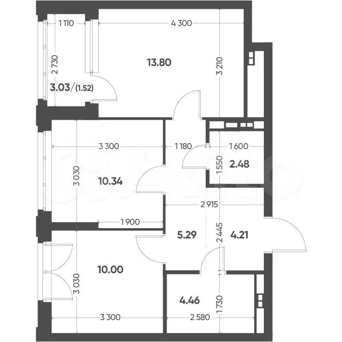 2-к. квартира, 52,1 м, 13/16 эт. - Фото 1