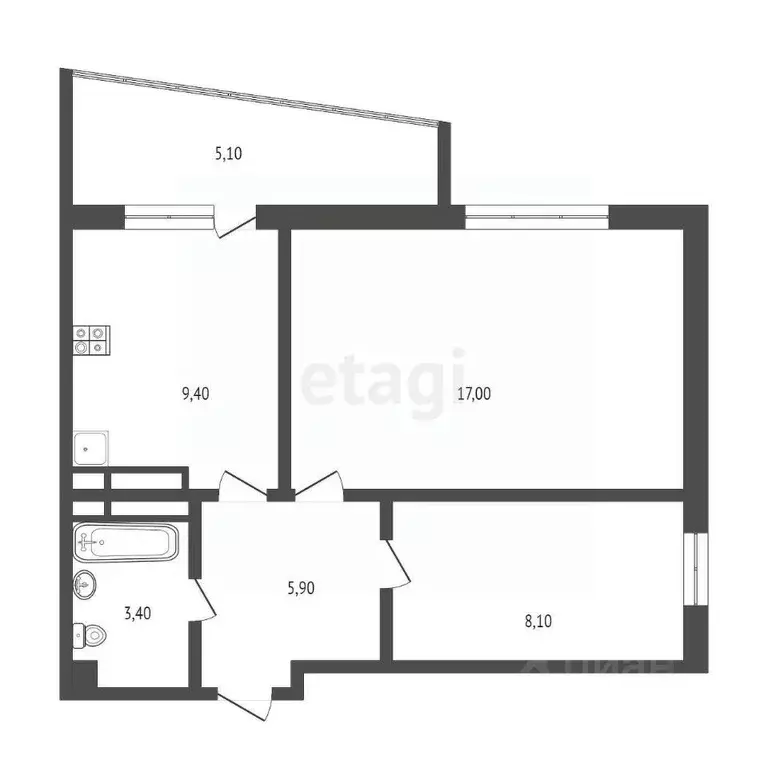 2-к кв. Тюменская область, Тюмень ул. Газовиков, 53 (43.8 м) - Фото 1