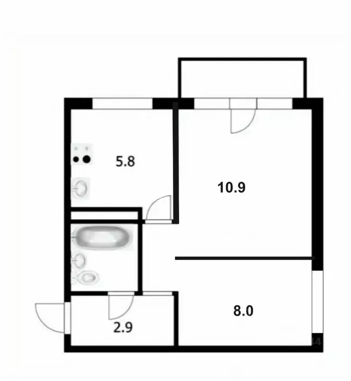 1-к кв. Новосибирская область, Новосибирск ул. Петухова, 60 (30.5 м) - Фото 1