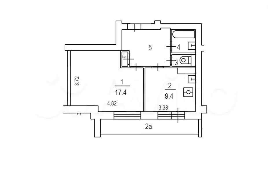 1-к. квартира, 40 м, 5/5 эт. - Фото 0