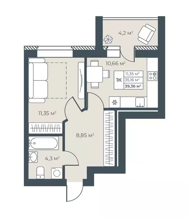 1-к кв. Нижегородская область, Выкса инженера Шухова кв-л,  (39.36 м) - Фото 1