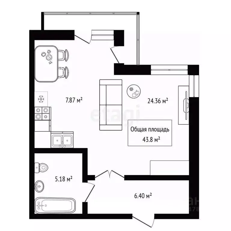 Студия Новосибирская область, Новосибирск ул. Владимира Заровного, 6 ... - Фото 1