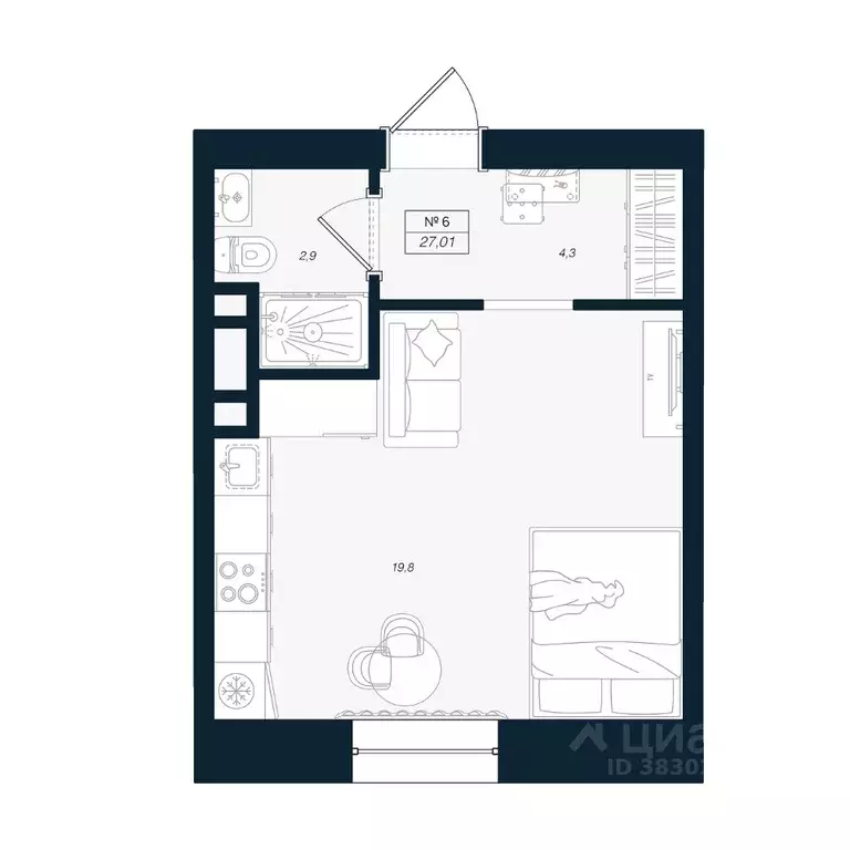 Студия Ленинградская область, Выборгский район, Рощино пгт ул. ... - Фото 1