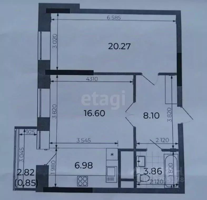 2-к кв. Татарстан, Казань ул. Братьев Касимовых, 35 (55.6 м) - Фото 2