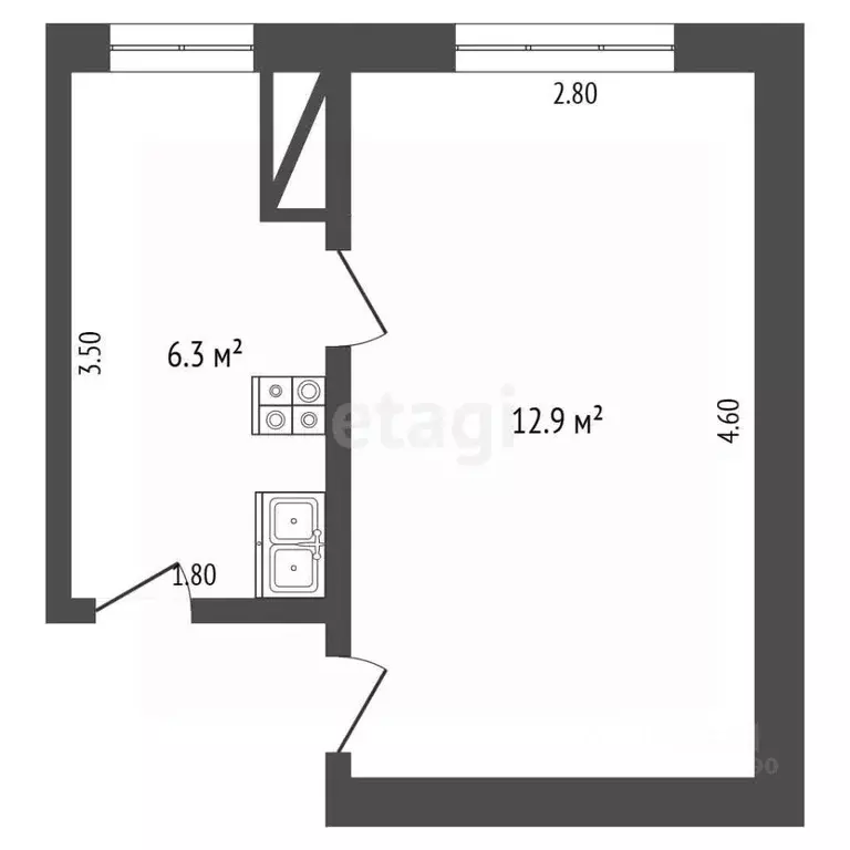 1-к кв. Крым, Ялта ул. Ломоносова, 35А (19.2 м) - Фото 2
