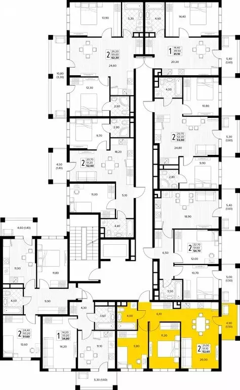 2-комнатная квартира: Сукко, жилой комплекс Кипарис (52.6 м) - Фото 1