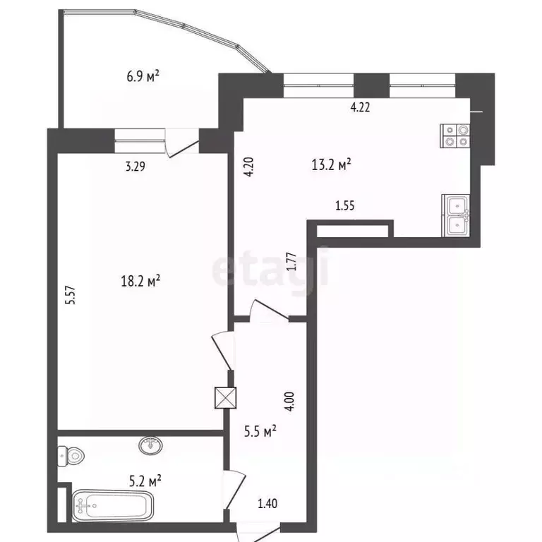 1-к кв. Тюменская область, Тюмень ул. Василия Гольцова, 3 (42.0 м) - Фото 1