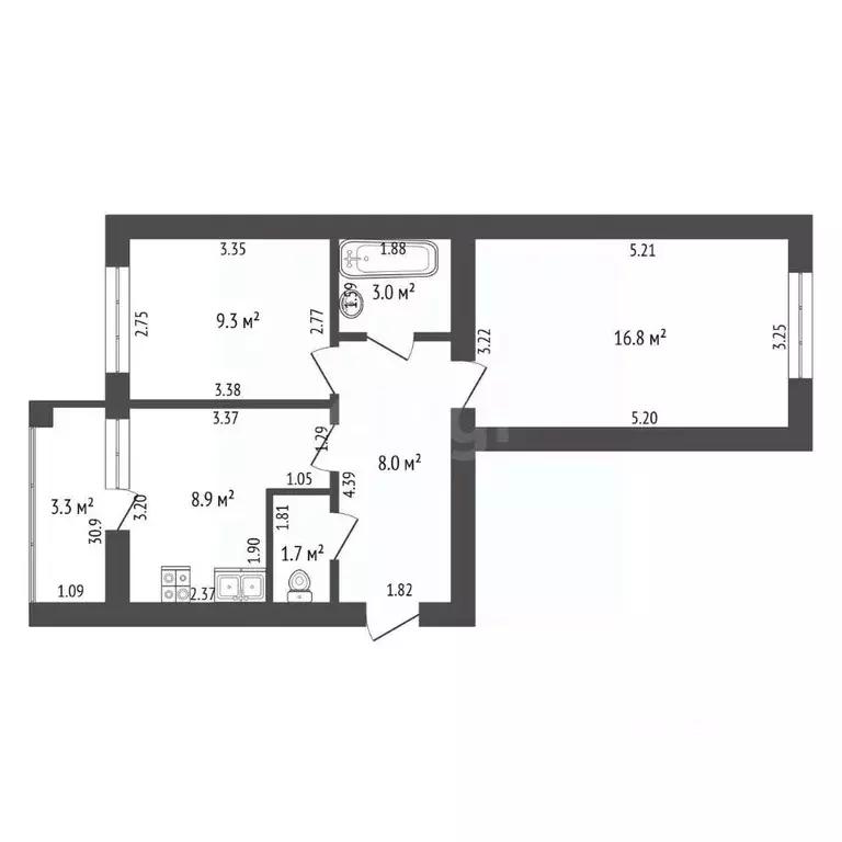2-к кв. Башкортостан, Стерлитамак Солнечный мкр, ул. Юрматинская, 1Б ... - Фото 1