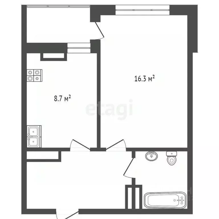 1-к кв. Севастополь ул. Горпищенко, 127к5 (37.0 м) - Фото 2