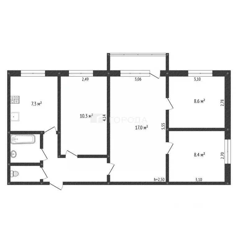 4-к кв. Алтайский край, Барнаул Интернациональная ул., 225 (60.4 м) - Фото 2