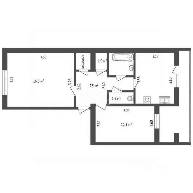 2-к кв. Крым, Феодосия ул. Челнокова, 74 (50.8 м) - Фото 2