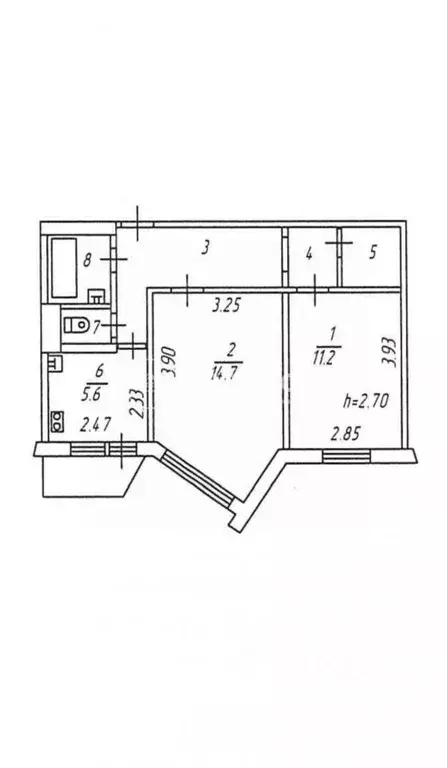 2-к кв. Мурманская область, Североморск ул. Адмирала Сизова, 11 (47.3 ... - Фото 1