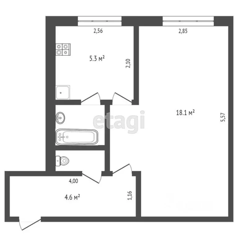 1-к кв. Тюменская область, Тюмень ул. Республики, 176 (31.9 м) - Фото 0