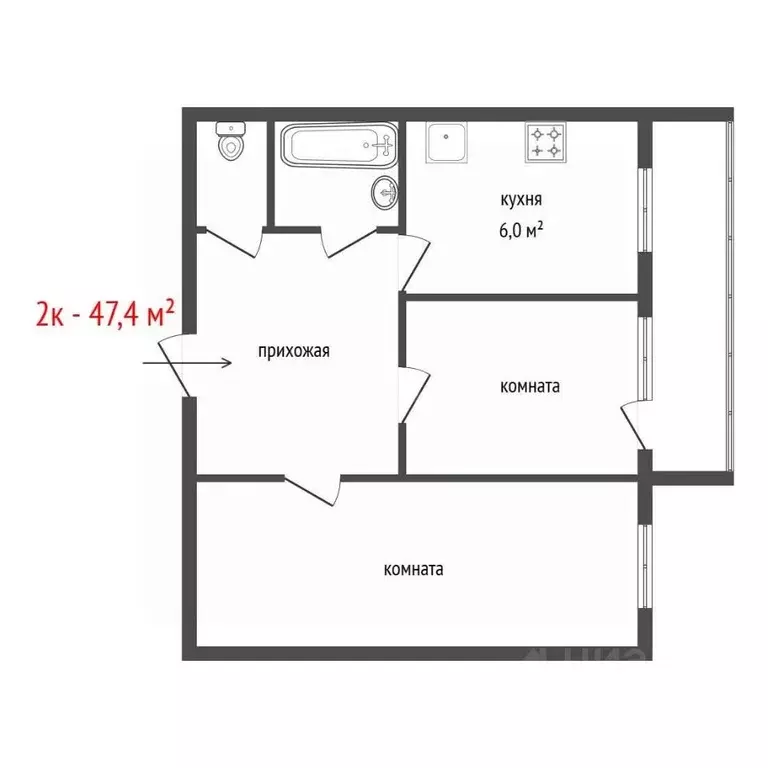 2-к кв. Свердловская область, Екатеринбург ул. Восстания, 58 (47.4 м) - Фото 2