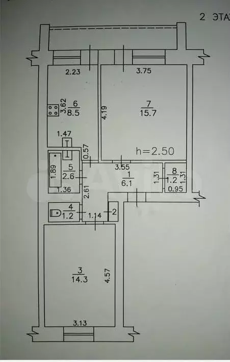 2-к. квартира, 50 м, 2/2 эт. - Фото 0