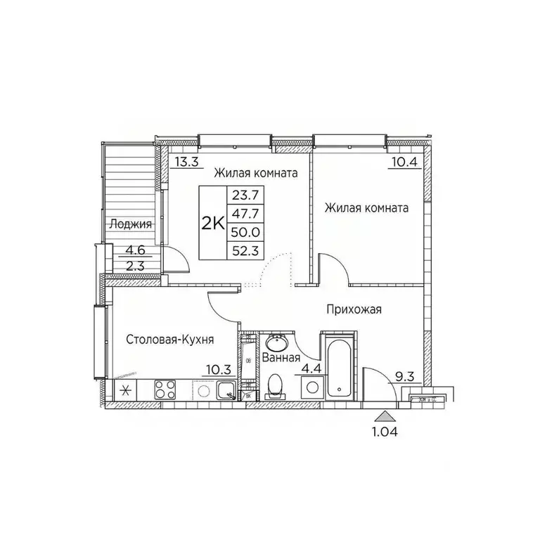 2-к кв. Приморский край, Владивосток ул. Расула Гамзатова, 7к3 (52.3 ... - Фото 1