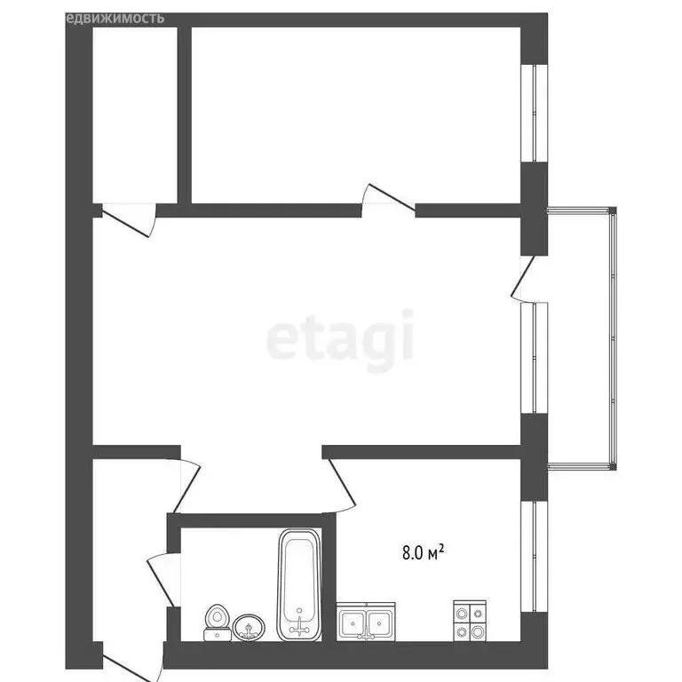 2-комнатная квартира: Томск, Иркутский тракт, 180 (44 м) - Фото 0