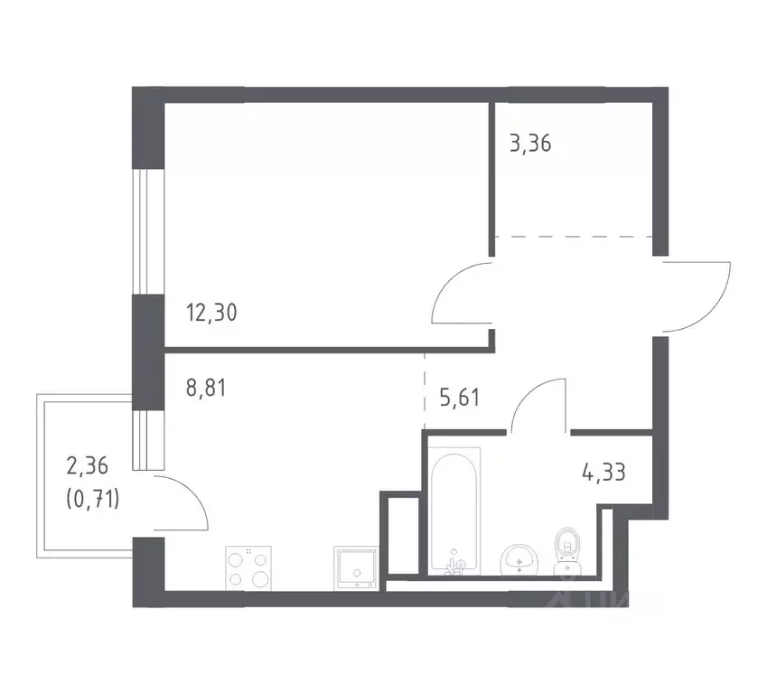 1-к кв. Ленинградская область, Ломоносовский район, Лаголовское с/пос, ... - Фото 1