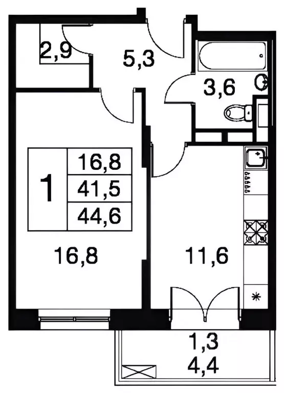 1-к кв. Московская область, Котельники ул. Кузьминская, 5 (42.0 м) - Фото 2