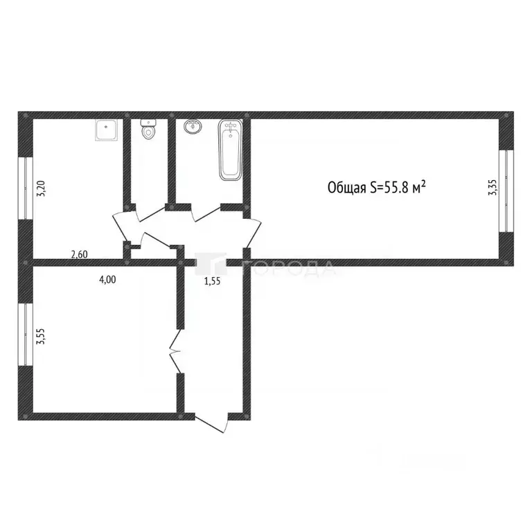 2-к кв. Алтайский край, Барнаул ул. Кулагина, 4 (55.8 м) - Фото 2