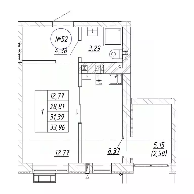1-к кв. Калининградская область, Зеленоградск  (31.39 м) - Фото 2