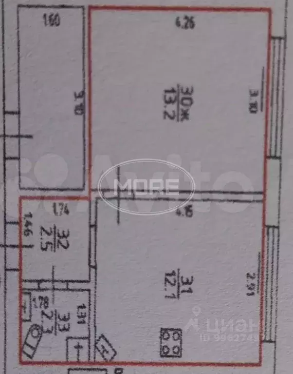 1-к кв. Калининградская область, Калининград Земельная ул., 8-8А (31.0 ... - Фото 2