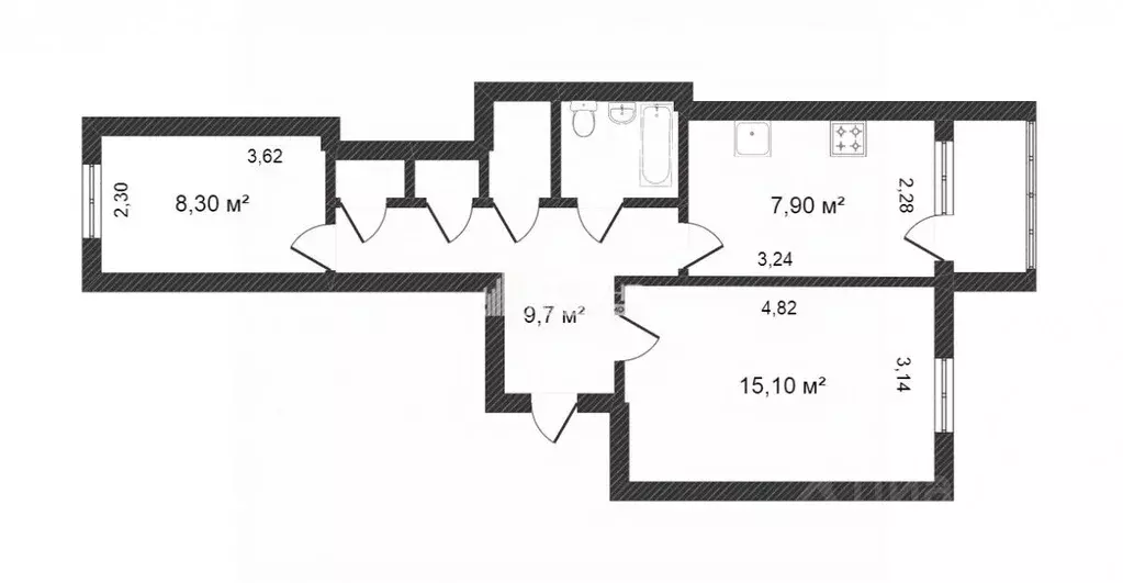 2-к кв. Ямало-Ненецкий АО, Новый Уренгой Мирный мкр, 7/1 (46.1 м) - Фото 1