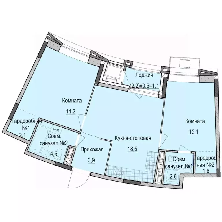 2-к кв. Татарстан, Казань Ферма-2 жилмассив,  (60.6 м) - Фото 0