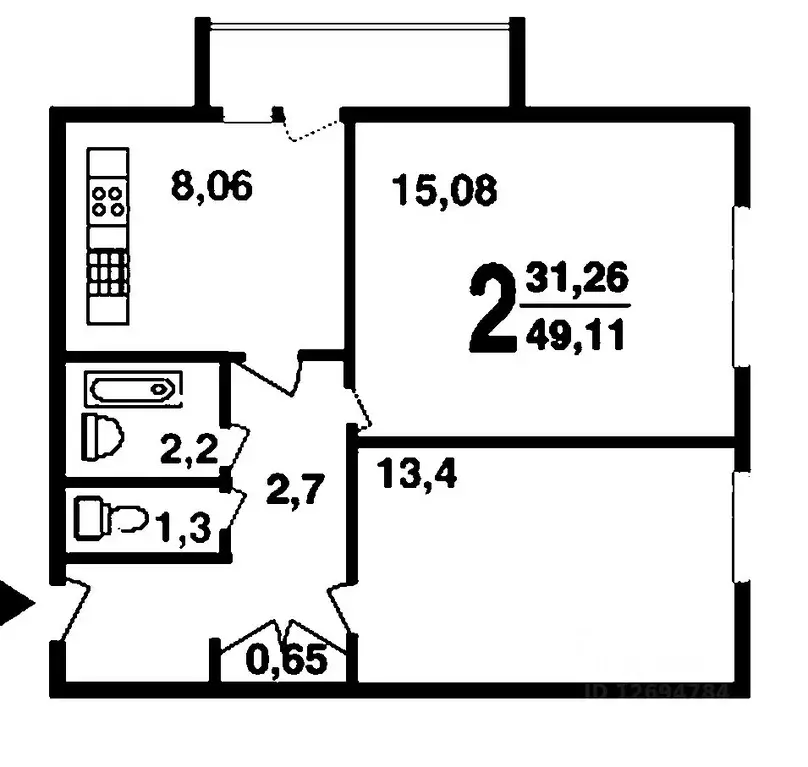 2-к кв. Крым, Кировское пгт ул. Юбилейная, 3 (47.0 м) - Фото 1