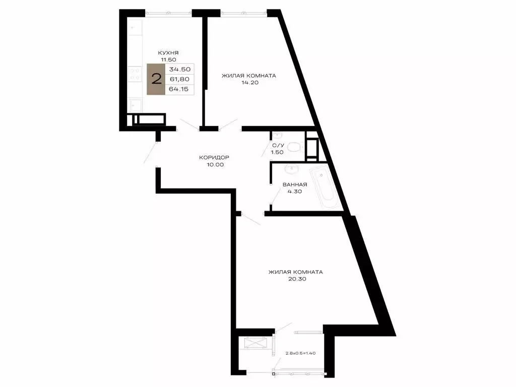 2-комнатная квартира: Краснодар, Школьный микрорайон, Школьная улица, ... - Фото 0