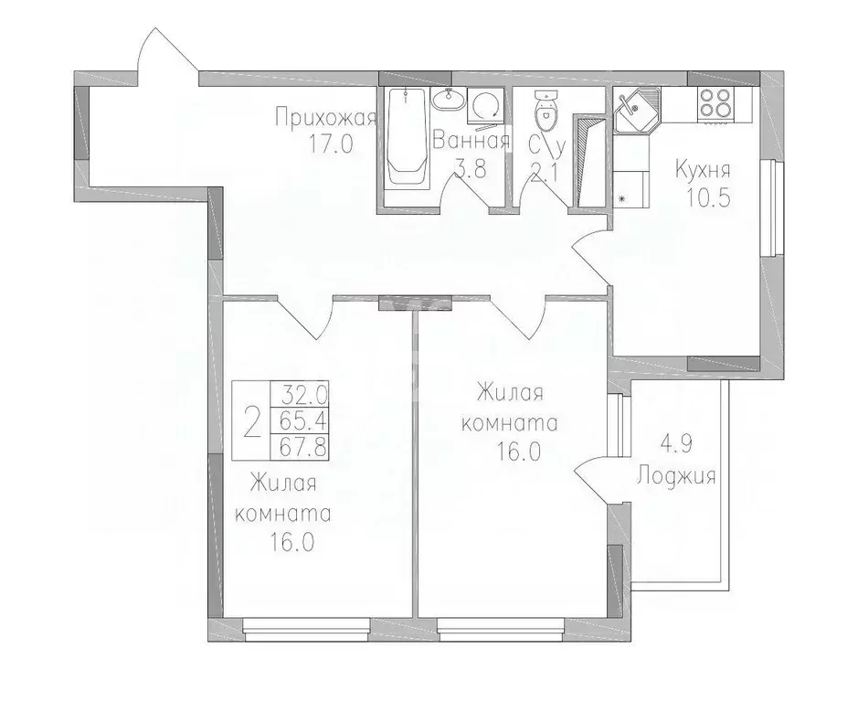 2-к кв. Липецкая область, Липецк ул. Тельмана, 120 (67.6 м) - Фото 1