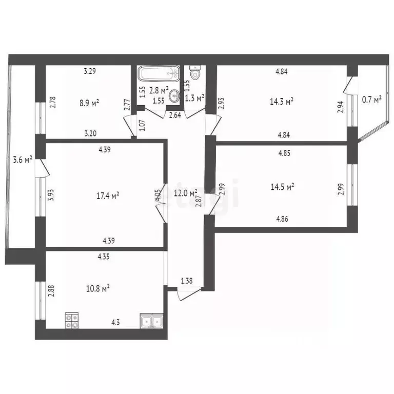 4-к кв. Мордовия, Саранск Красноармейская ул., 48 (81.8 м) - Фото 1