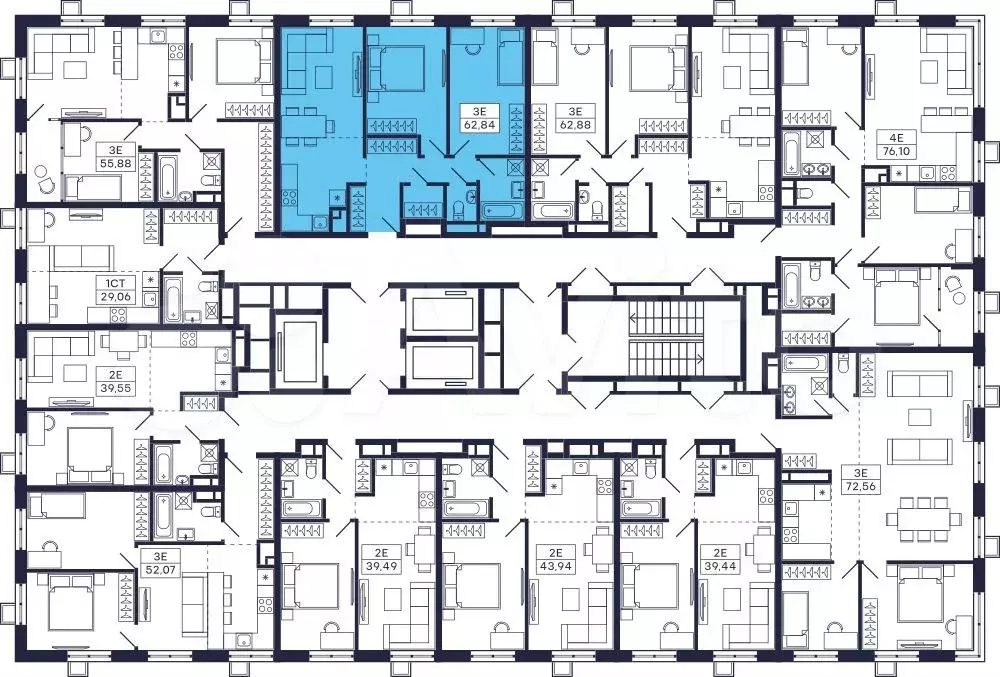 2-к. квартира, 59,5 м, 28/28 эт. - Фото 1