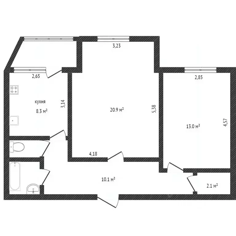 2-к кв. Ямало-Ненецкий АО, Новый Уренгой Юбилейный мкр, 3/5 (54.0 м) - Фото 1
