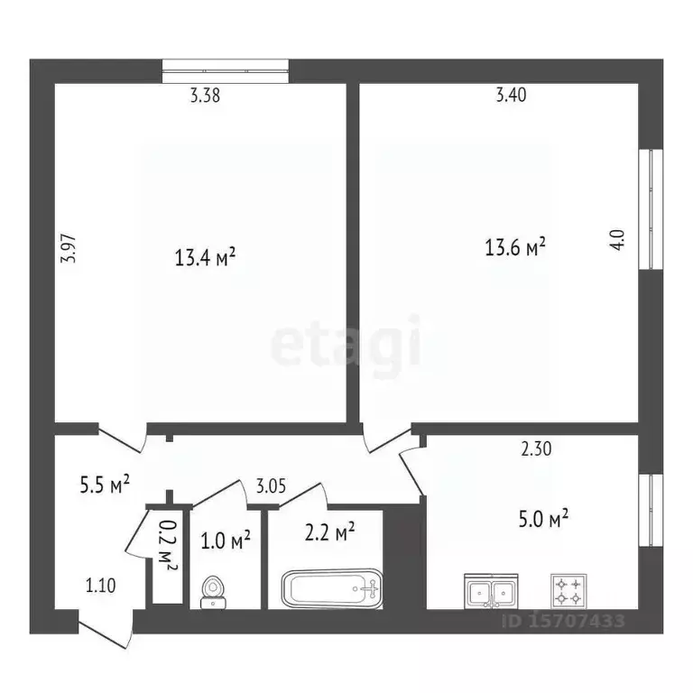 2-к кв. Санкт-Петербург ул. Танкиста Хрустицкого, 76 (40.9 м) - Фото 1