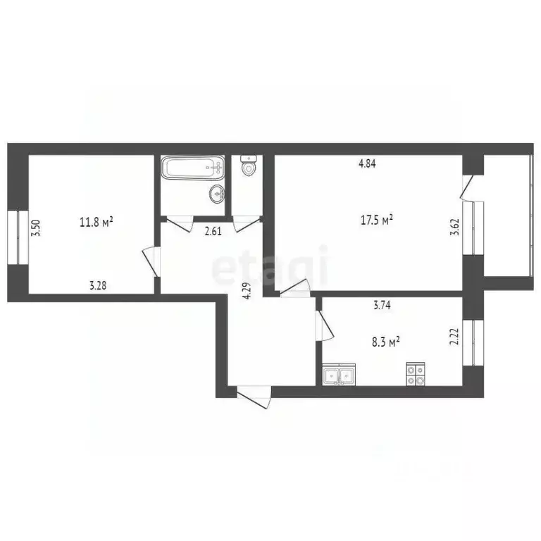 2-к кв. Вологодская область, Вологда ул. Маршала Конева, 20 (53.4 м) - Фото 1