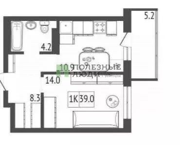 1-комнатная квартира: Красноярск, Норильская улица, 52 (39 м) - Фото 1