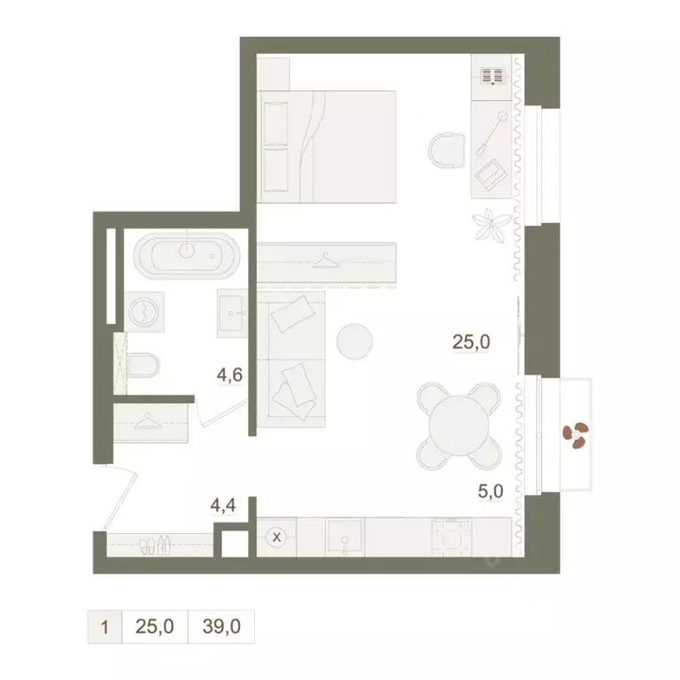 1-к кв. Башкортостан, Уфа Родина Парк жилой комплекс (39.0 м) - Фото 0