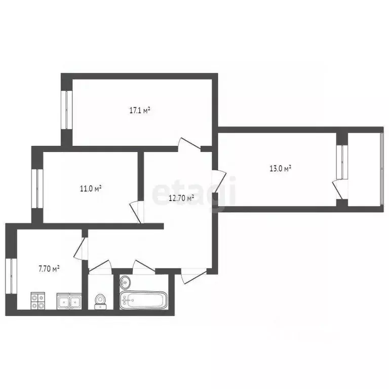 3-к кв. Ямало-Ненецкий АО, Новый Уренгой Советский мкр, 1/3 (63.4 м) - Фото 1