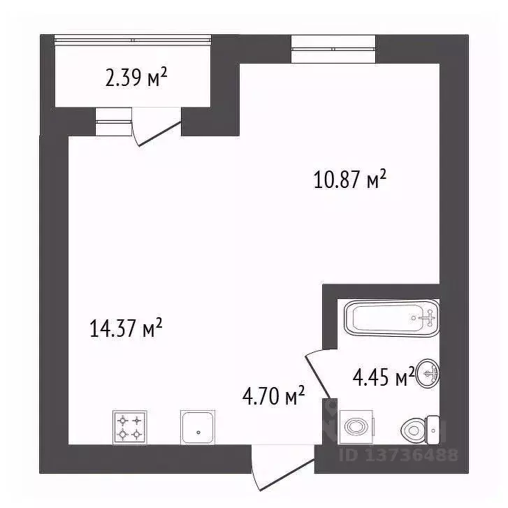 1-к кв. Амурская область, Благовещенск Краснофлотская ул., 180 (32.4 ... - Фото 2