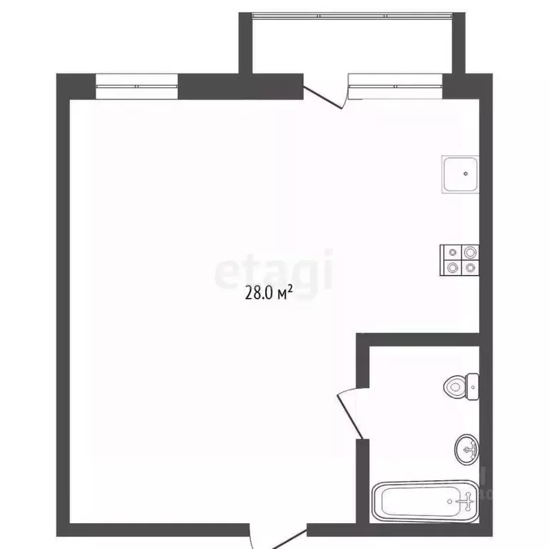 Студия Тюменская область, Тюмень ул. Пермякова, 79 (31.4 м) - Фото 1