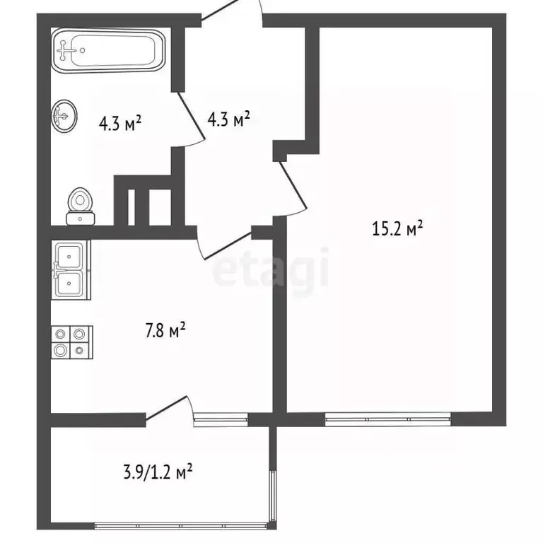 1-к кв. Крым, Симферополь ул. Генерала Родионова (43.9 м) - Фото 1