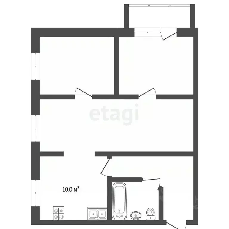 3-к кв. Томская область, Томск Черемошники мкр, пер. Баранчуковский, 4 ... - Фото 1