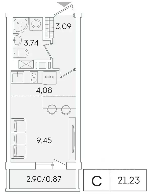 Студия Ленинградская область, Мурино Всеволожский район, ул. ... - Фото 1