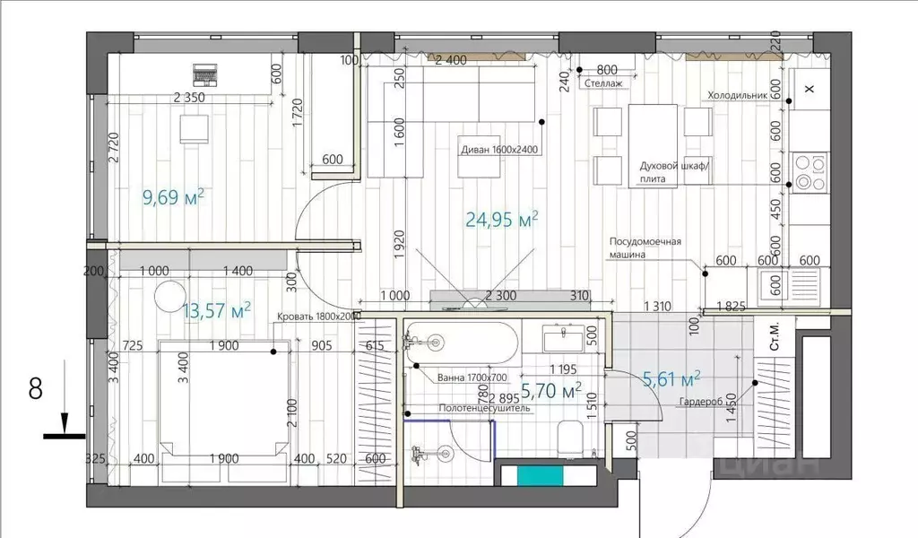 3-к кв. Москва ул. Корабельная, 5А (62.0 м) - Фото 2