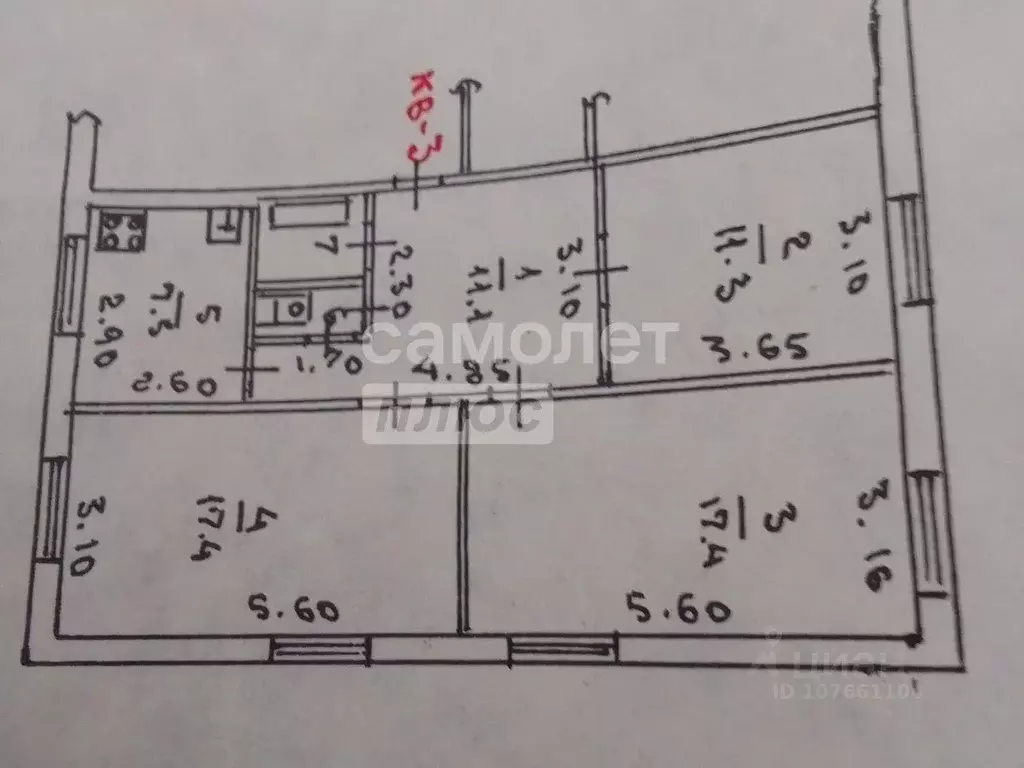 3-к кв. Липецкая область, Липецк Матырский мкр, ул. ... - Фото 2