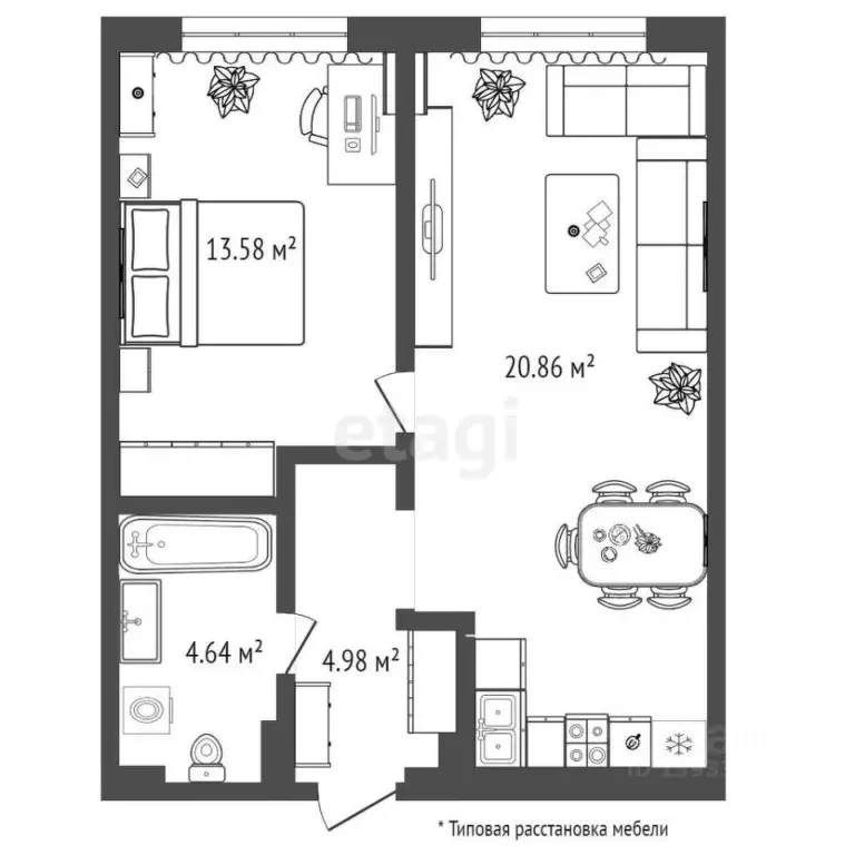 1-к кв. Тюменская область, Тюмень ул. Краснооктябрьская, 6 (44.4 м) - Фото 1