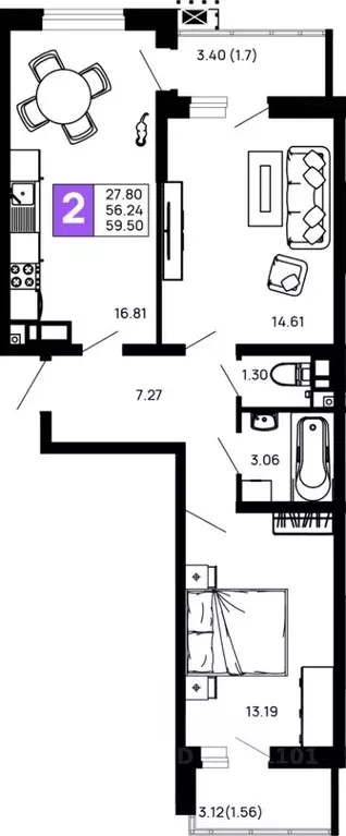 2-к кв. Адыгея, Майкоп 9 Мая ул., 14А (59.5 м) - Фото 1